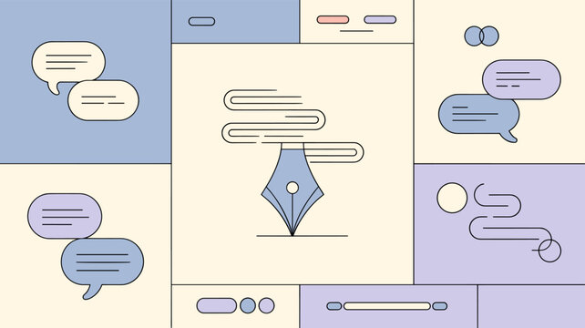 A creative pen and speech bubble illustration.