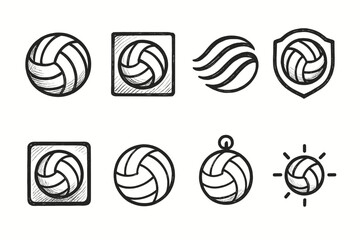Volleyball outline icon set. Sports, ball, game, recreation outline icons collection".