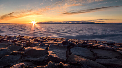 Obraz premium Sunrise at Babia Góra mountain, Poland
