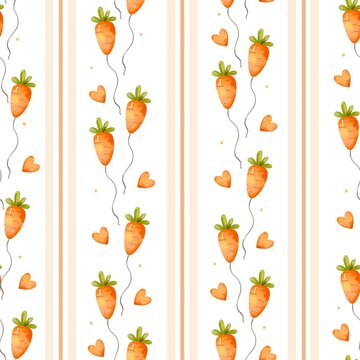 Watercolor Carrot Seamless Pattern. For fabric, wrapping, textile, wallpaper, apparel.