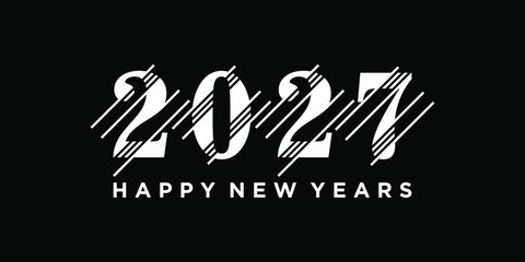 Happy new year 2027 logo design. Typography text number 2027 New year design graphic. word mark text 2027 symbol icon