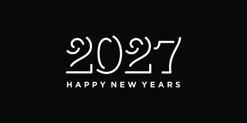 2027 happy new year logo design vector. word mark text 2027 new year logo design graphics template