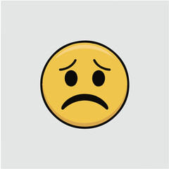 Fototapeta premium Sad Face Emoji Icon Vector Illustration