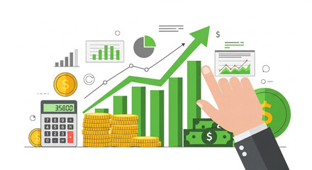 Financial Growth Concept with Charts and Money finance