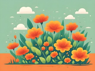 poppy flowers vector illustration
