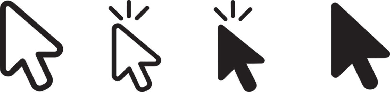 Pointer cursor computer mouse icon set with clean vector symbols for UI, navigation, apps and web