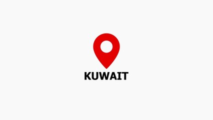 Red location pin with Kuwait text map marker geographic indicator © SMSR