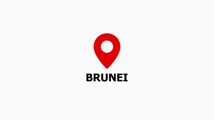 Red location pin with text Brunei map marker geographic location © SMSR