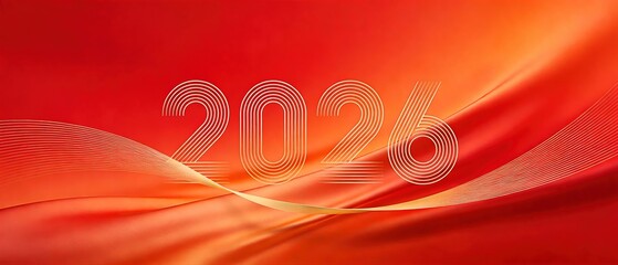 2026 Red Silk Wave Celebration Background