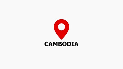 Red location pin with Cambodia text map marker geographic indicator © SMSR