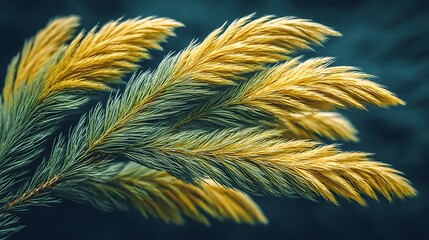 Fototapeta premium Golden Wheat Ear Closeup with Dark Background in Natural Light