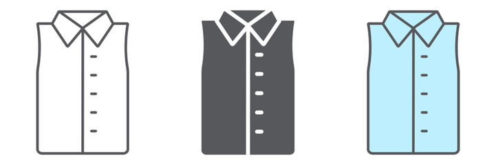 Sleeveless shirt line icon, clothes and fashion, shirt without sleeve sign, vector graphics, a linear pattern on a white background.