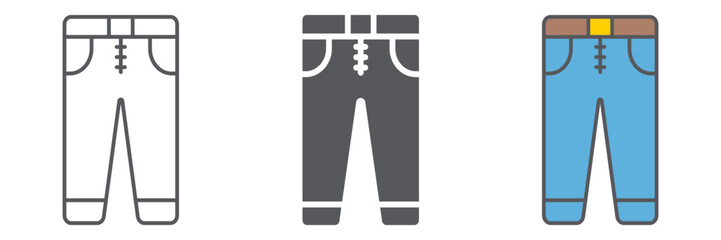 Jeans line icon, clothes and fashion, trousers sign, vector graphics, a linear pattern on a white background.