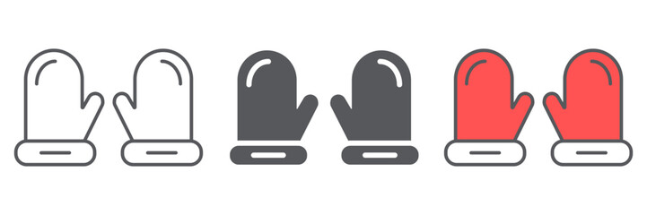Mitten line icon, clothes and fashion, winter mittens sign, vector graphics, a linear pattern on a white background.