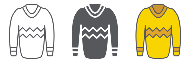 Pullover line icon, clothes and fashion, sweater sign, vector graphics, a linear pattern on a white background.