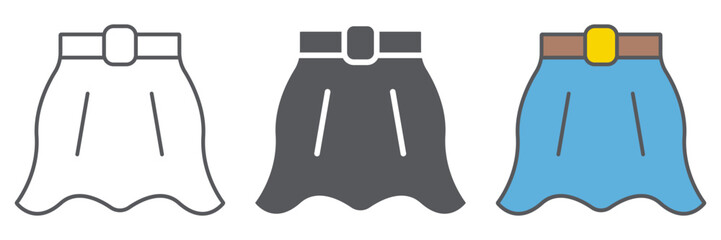 Skirt line icon, clothes and female, flared skirt sign, vector graphics, a linear pattern on a white background.