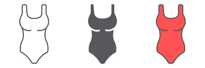 One piece swimsuit line icon, swim and fashion, swimwear sign, vector graphics, a linear pattern on a white background.