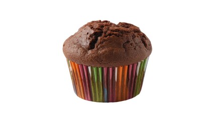 Delicious chocolate muffin in colorful cupcake liner