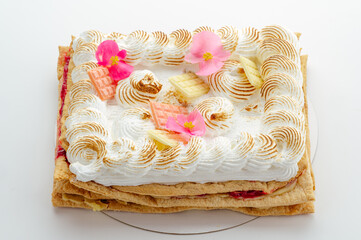 dessert and coffee on the table in the coffee shop