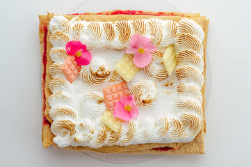 dessert and coffee on the table in the coffee shop