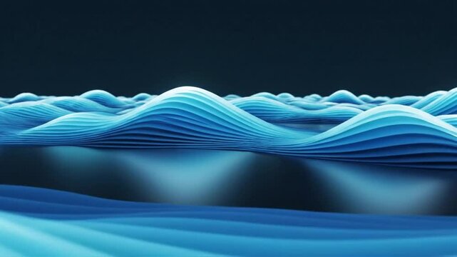Abstract Blue Flowing Waves With Smooth Layered Motion And Modern Futuristic Digital Background
