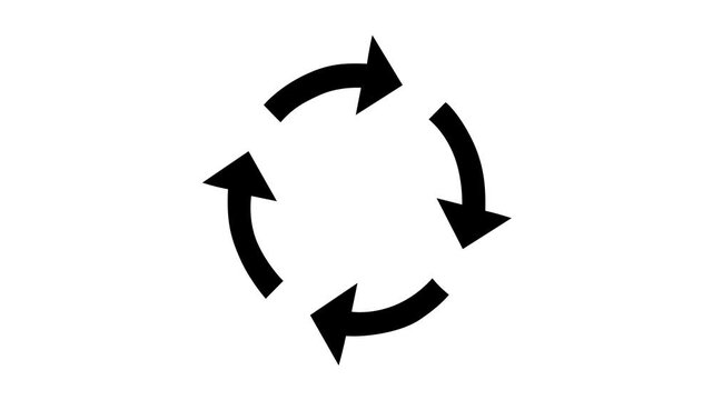 Minimalist Animated Arrows Rotating in a Continuous Process 