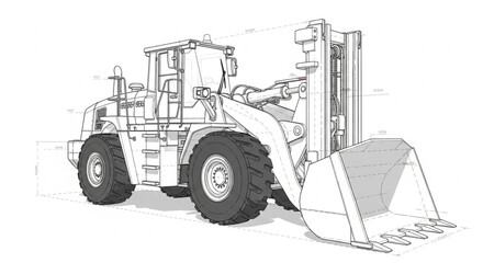 Construction Vehicle Blueprint Drawing. © Sabir