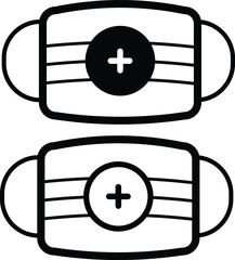 Medical face mask with health cross symbol icon illustrating protection and first aid assistance