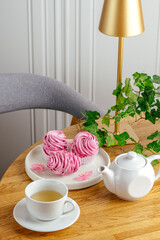 dessert and coffee on the table in the coffee shop
