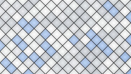 Geometric pattern of light blue and white squares with dark grid lines, creating a subtle, modern design.