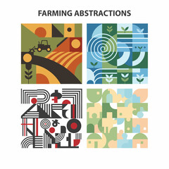Obraz premium Abstract Farming Concepts: Tractor, Fields, Growth, Patterns