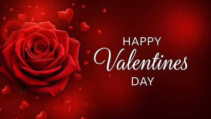 Happy valentine's day wishes with red rose and romantic background