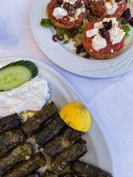 Traditional greek cuisine - Dakos, Crete Island