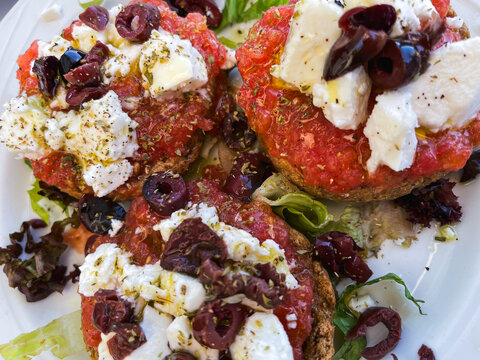 Traditional greek cuisine - Dakos, Crete Island