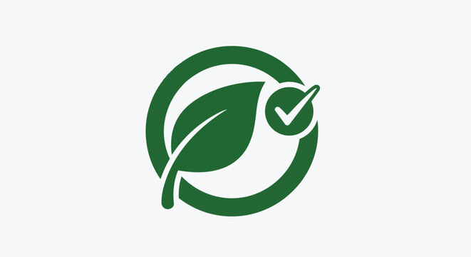 Green leaf logo with checkmark in circular design