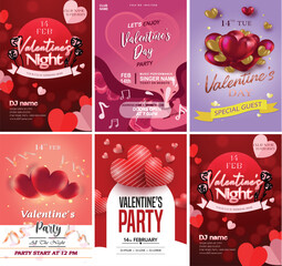 Valentines Day Party Flyer Poster Set