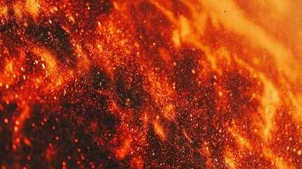 Vivid Orange Fireworks Explosion with Bright Sparks and Smoke in Night Sky