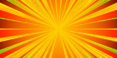 Dynamic anime explosion background with radial comic speed lines and halftone dots - bright burst effect radiating from center for manga panels, action scenes, superhero graphics or retro pop art.