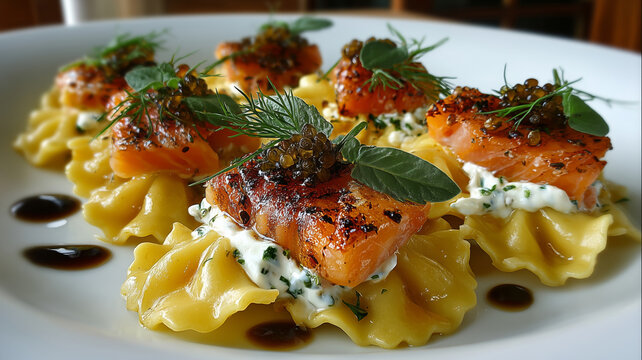 Homemade Pates au Saumon Fume with Fresh Herbs and Caviar Delight