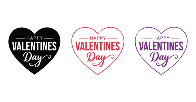 Heart Valentine's Day Typography Vector.