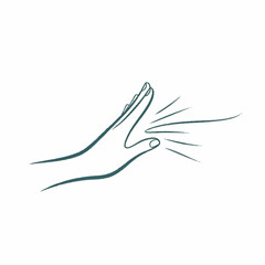 Obraz premium Hand gesture showing stop or push away with radiating lines.