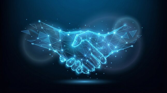 Virtual Business Agreement with Blockchain Connection Concept