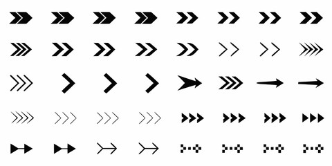 Obraz premium Arrangement of black chevron arrows in varying lengths and orientations