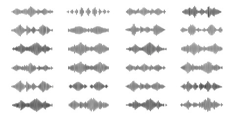 Fototapeta premium Abstract arrangement of grayscale waveform patterns in a grid layout