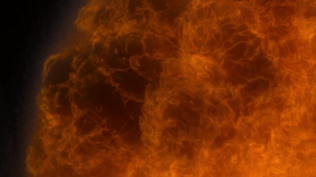 Fire and flames on black background in super slow motion.