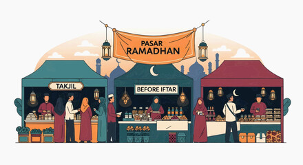 Eid alFitr Celebration with Festive Market Scene