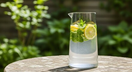 Refreshing Lemon and Mint Infused Water in Pitcher