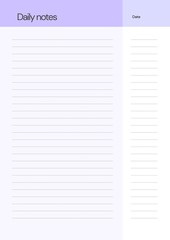 Purple and White Minimalist Simple Daily Notes A4 Document Paper