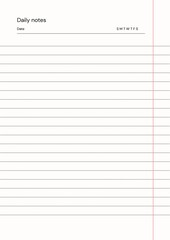 Black and White Linear Minimalist Clear Daily Notes Page Document