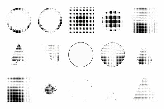 Optical illusion patterns circles squares triangles and varying densities